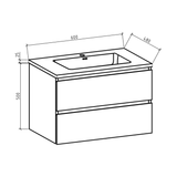 Onderkast badkamermeubel Tieme mat eiken 60x50x48cm