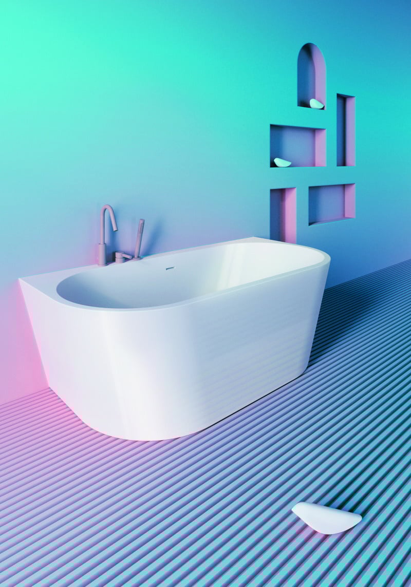 Half vrijstaand bad Juul wit glans