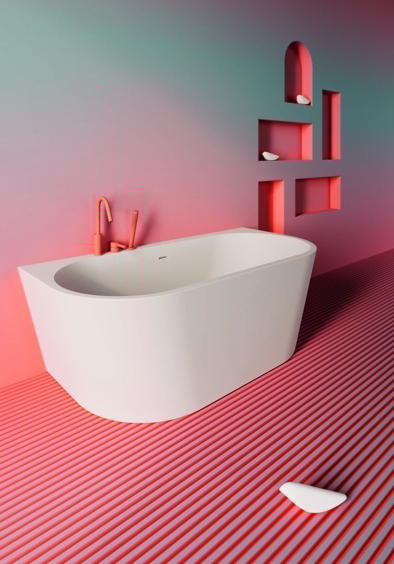 Half vrijstaand bad Juul wit mat