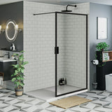 Inloopdouche Olivia 80x200cm Helder Glas Mat Zwart Raamwerk