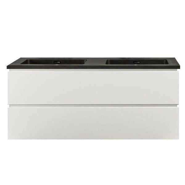 Kwartsteen wastafel Tieme zwart 120 cm met kraangat