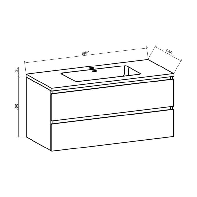 Onderkast badkamermeubel Tieme hoogglans wit 100x50x48cm
