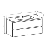 Onderkast badkamermeubel Tieme hoogglans wit 100x50x48cm