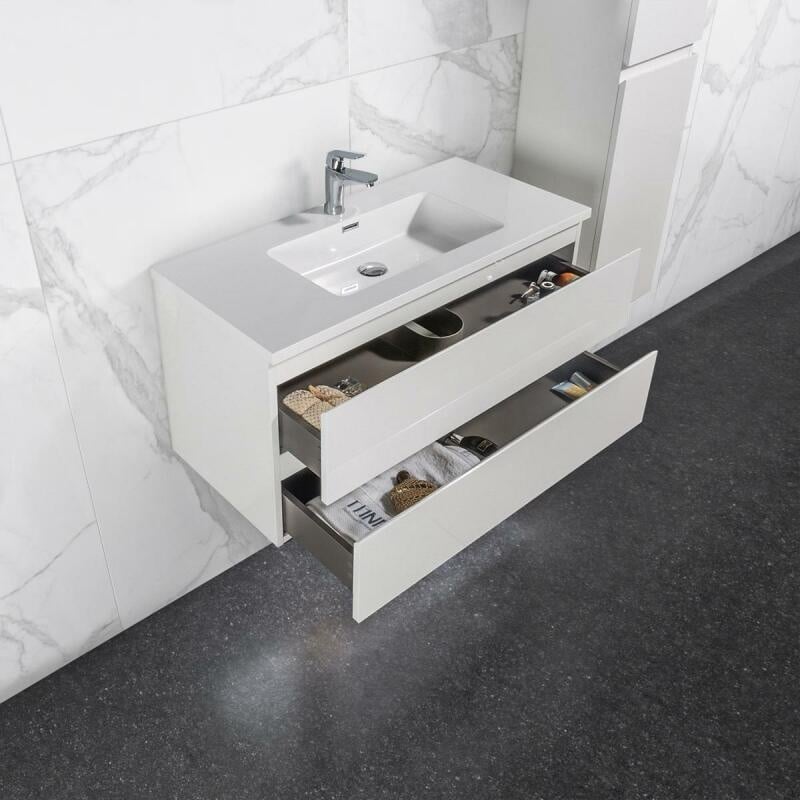 Onderkast badkamermeubel Tieme hoogglans wit 100x50x48cm