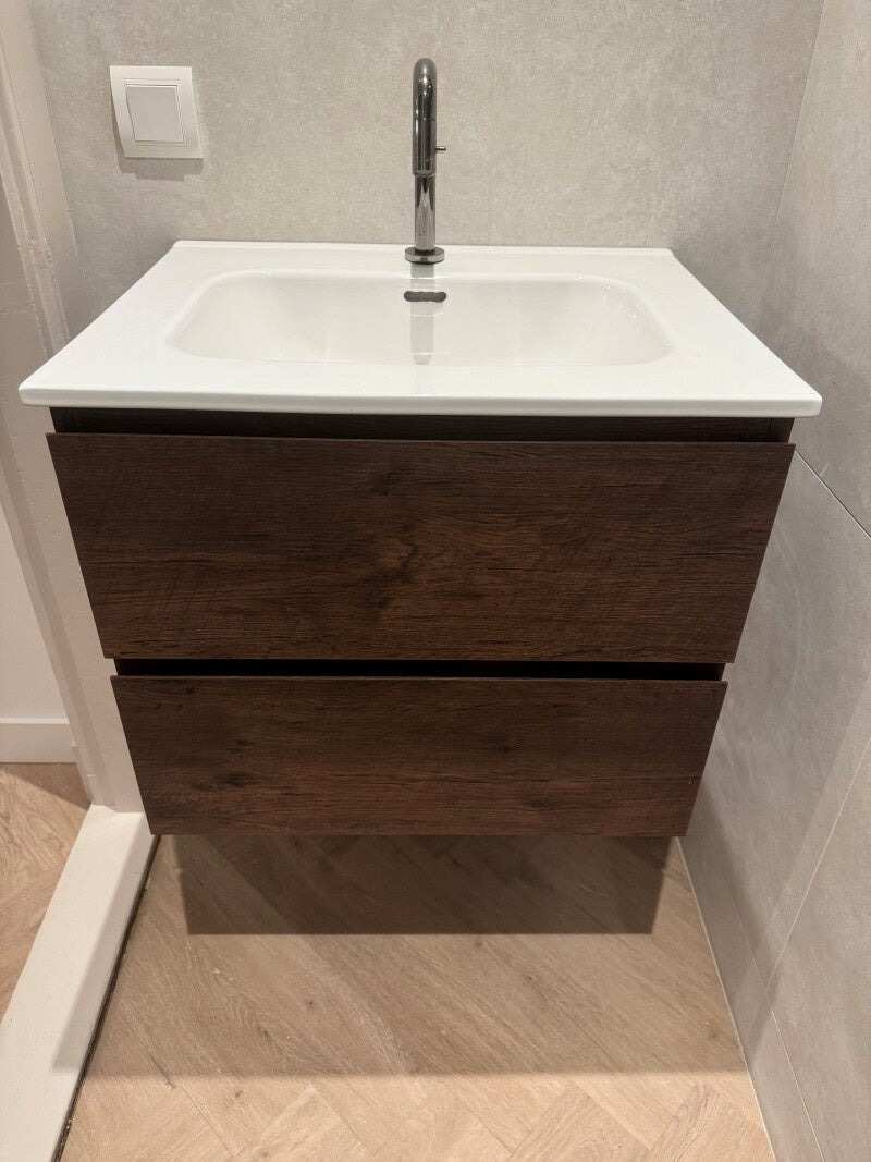 Onderkast badkamermeubel Tieme mat donker eiken 60x50x48cm