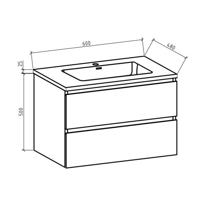 Onderkast badkamermeubel Tieme mat eiken 60x50x48cm