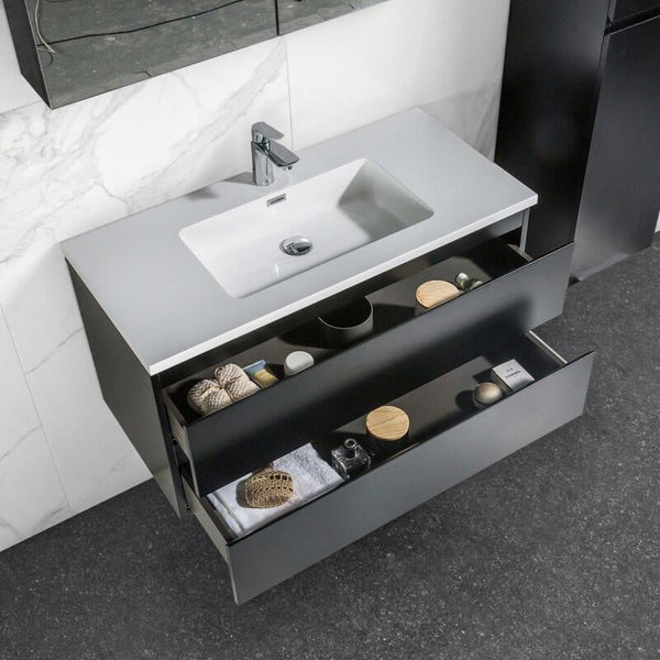 Onderkast badkamermeubel Tieme mat zwart 100x50x48cm