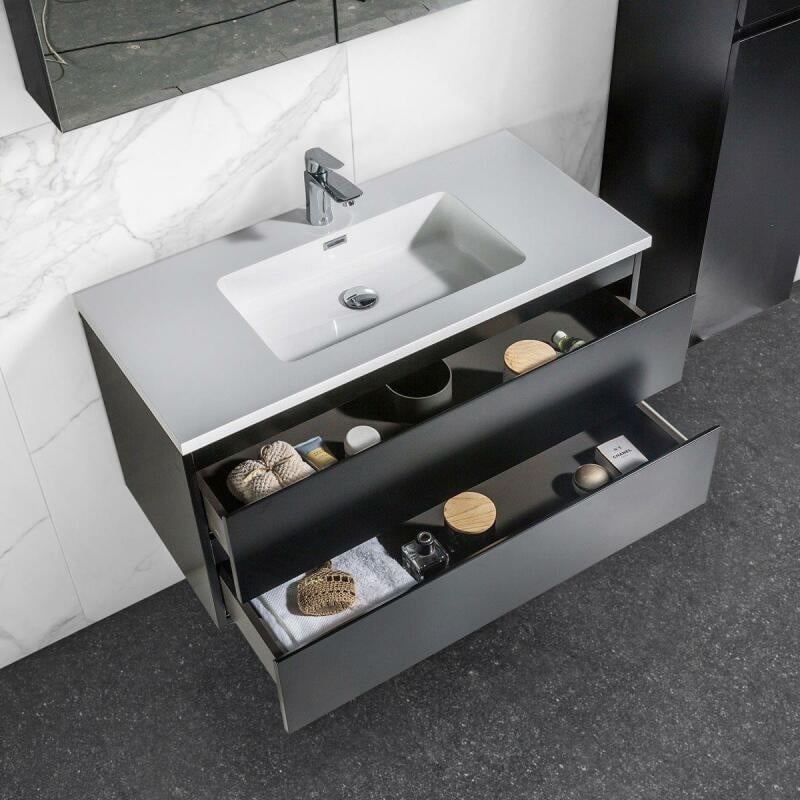 Onderkast badkamermeubel Tieme mat zwart 100x50x48cm