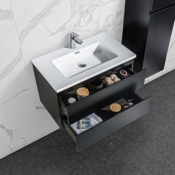 Onderkast badkamermeubel Tieme mat zwart 80x50x48cm