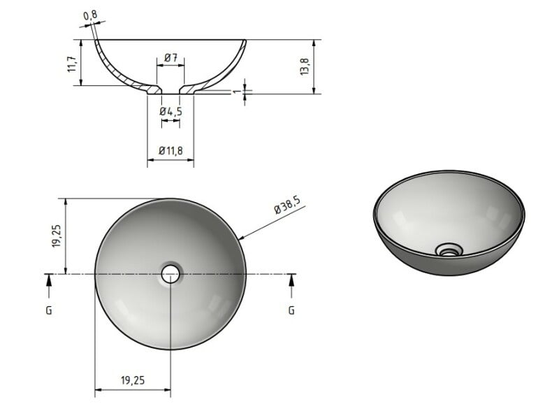 Solid surface waskom Sanne moka EXT