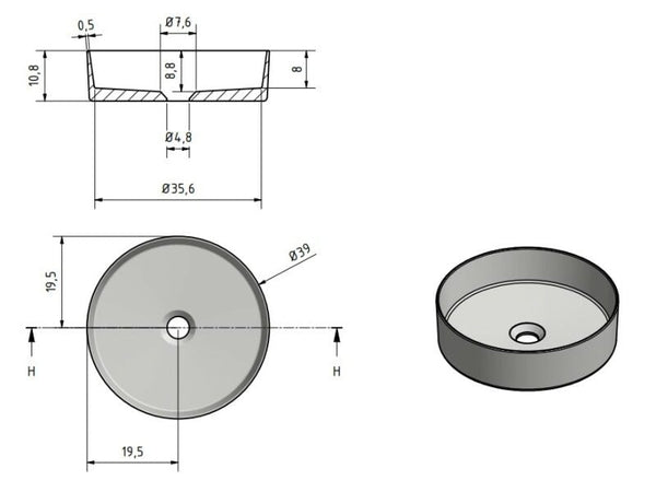 Solid surface waskom Tess zwart EXT