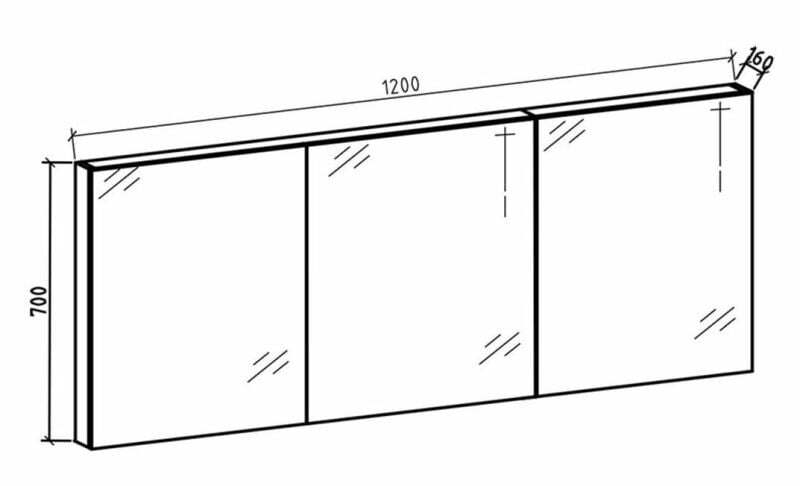 Spiegelkast Tieme hoogglans wit 120x70x16cm