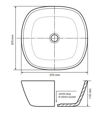 Waskom Aiko Solid Surface White Matt 37x37x11cm