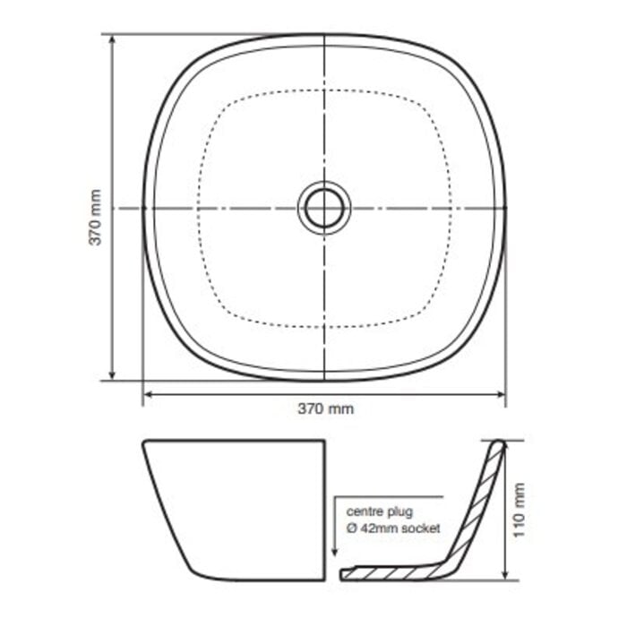 Waskom Aiko Solid Surface White Matt 37x37x11cm