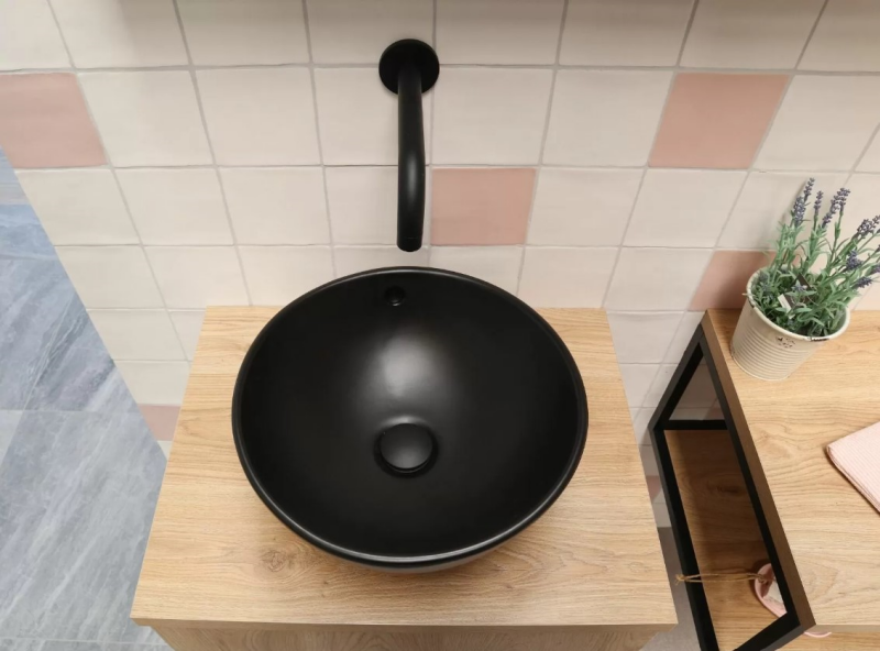 Waskom keramiek mat zwart 38x38x15cm