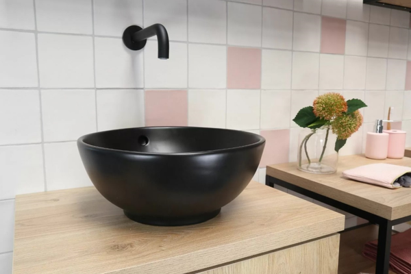 Waskom keramiek mat zwart 38x38x15cm