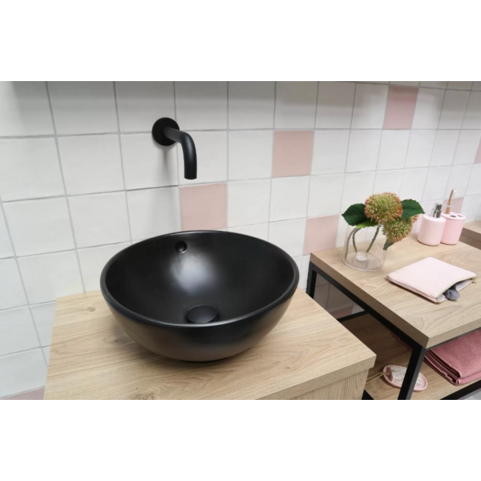 Waskom keramiek mat zwart 38x38x15cm