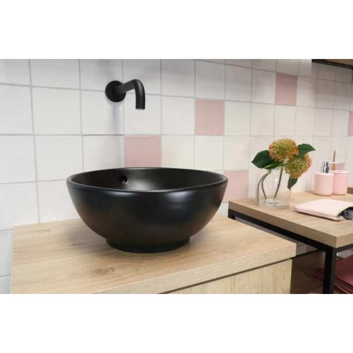 Waskom keramiek mat zwart 38x38x15cm