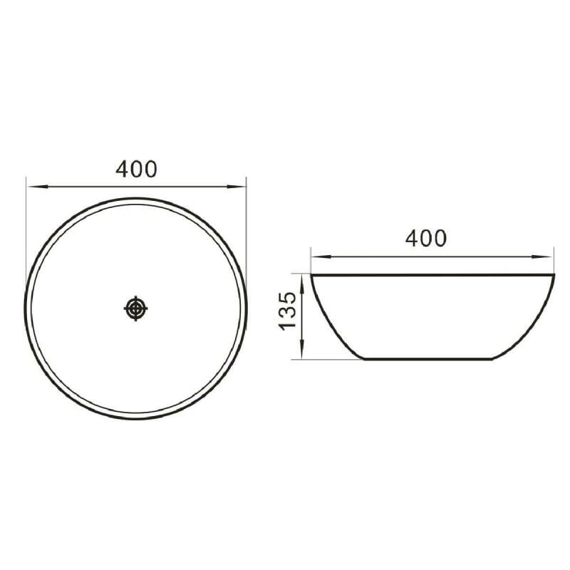 Waskom keramiek mat zwart 40x40x13.5cm
