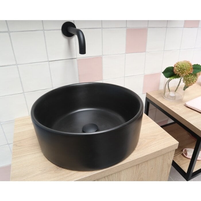 Waskom keramiek mat zwart 40x40x15cm