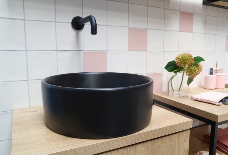 Waskom keramiek mat zwart 40x40x15cm