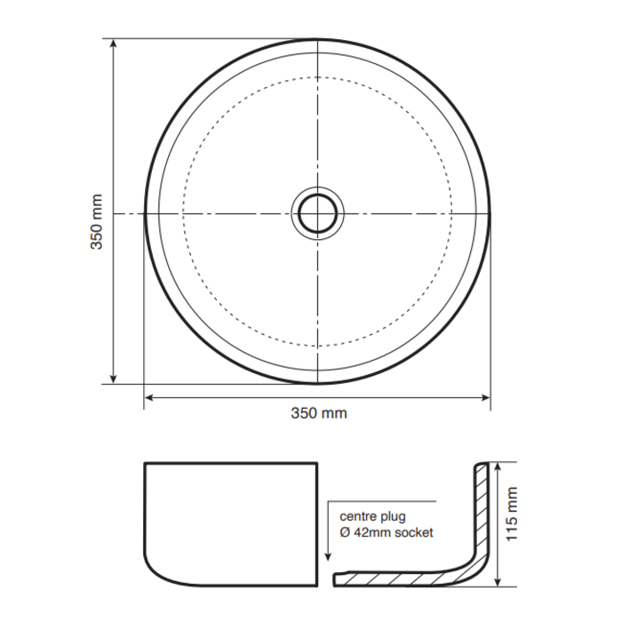 Waskom Sem Solid Surface White Matt 35,5x35,5x11,5cm